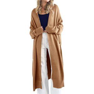 Womens Long Cardigan Sweaters with Pockets Khaki